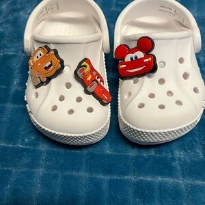 Kids White Clogs with Cartoon Charms